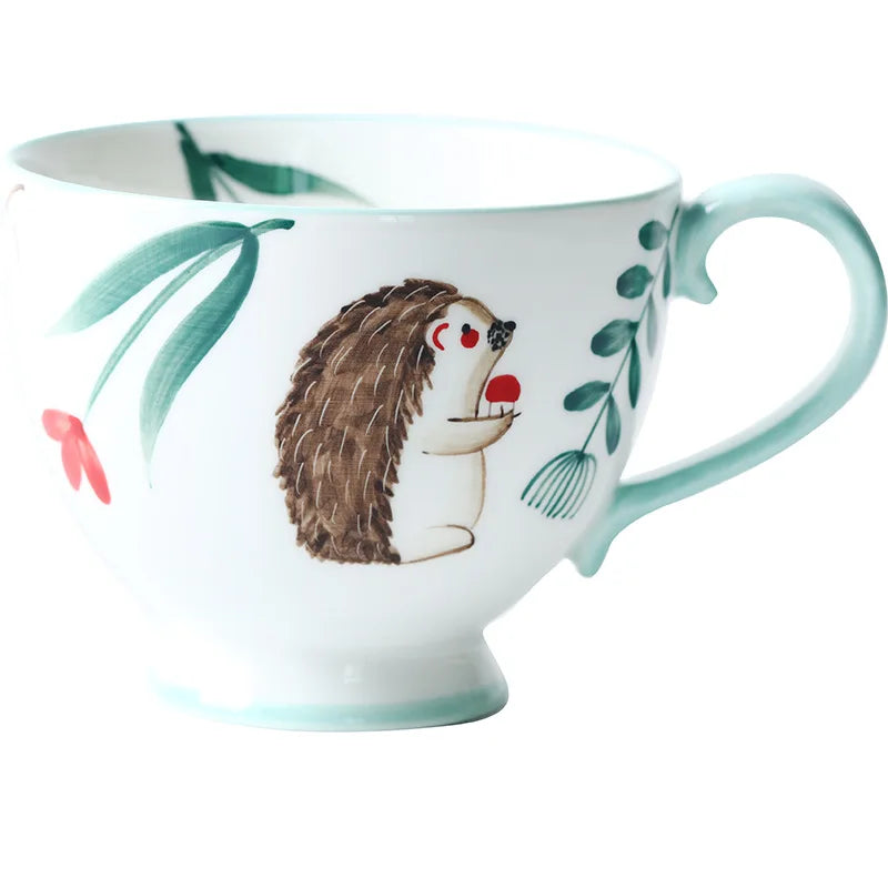 Autumn Nordic Ceramic Coffee Mugs, Hand-Painted