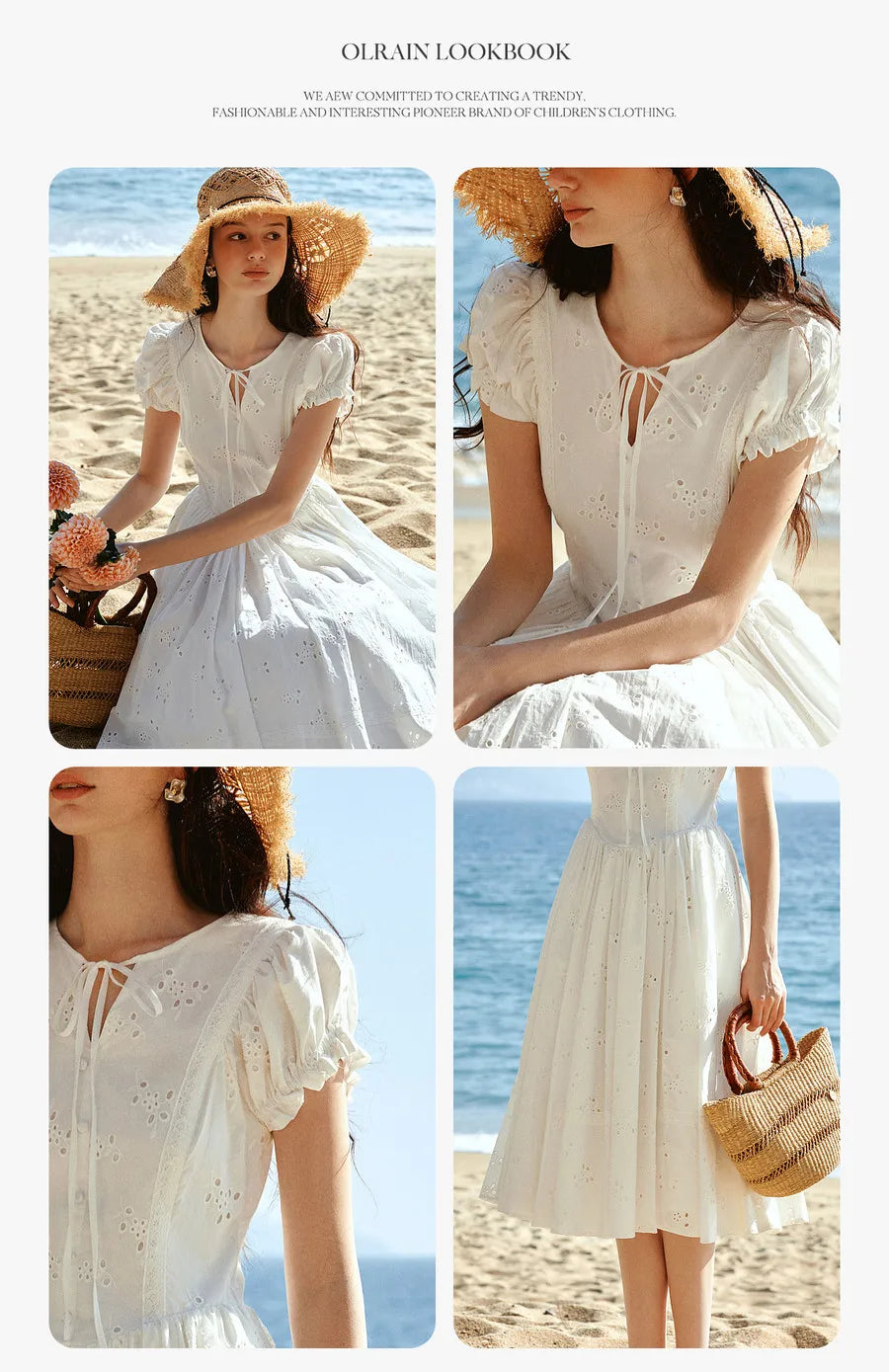 Sweet French White Midi Dress, Summer Embroidery Cotton - Mod Yours
