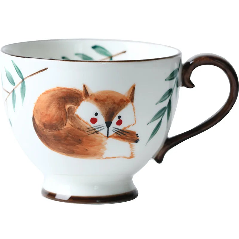 Autumn Nordic Ceramic Coffee Mugs, Hand-Painted