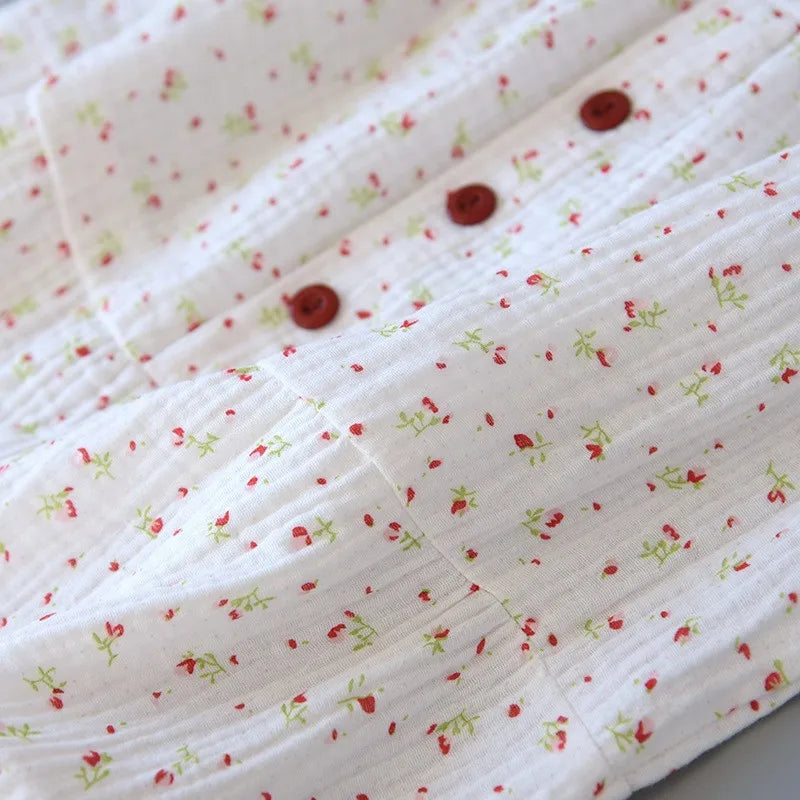 New Fashion Floral Print Long Nightgown Women's Nightgown pure cotton Lingerie Comfortable Summer Nightwear Casual Home Wear Hot