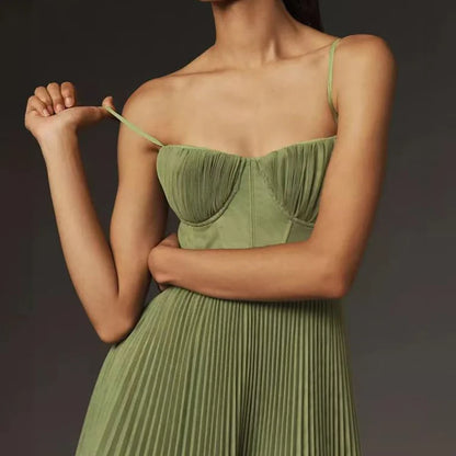 Runway Rogue, Backless Dress, Girdling Pleat Long Dress Elegant Women Solid Tube Top