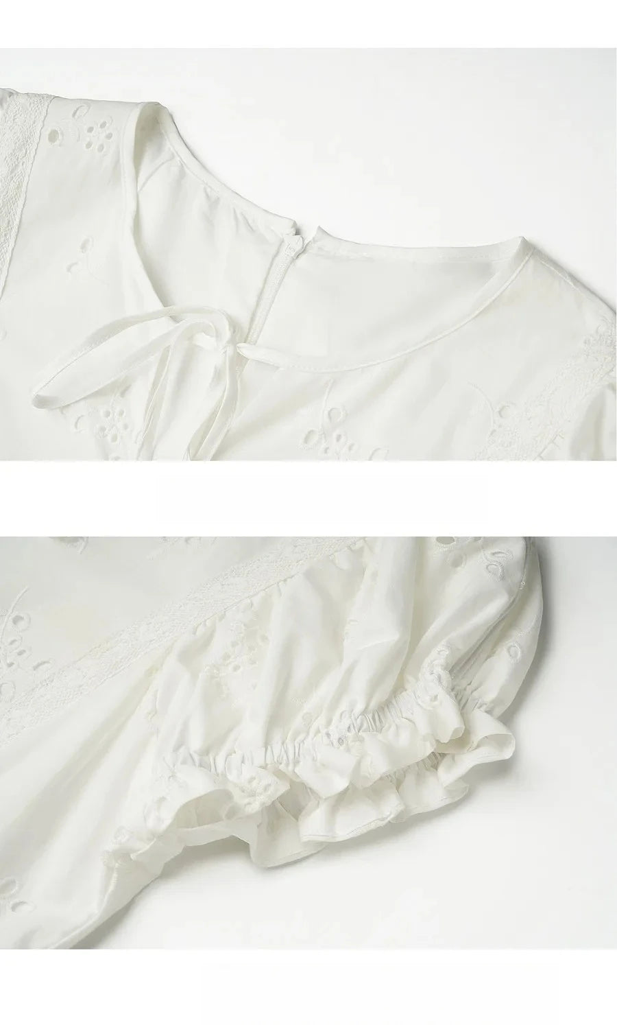 Sweet French White Midi Dress, Summer Embroidery Cotton - Mod Yours