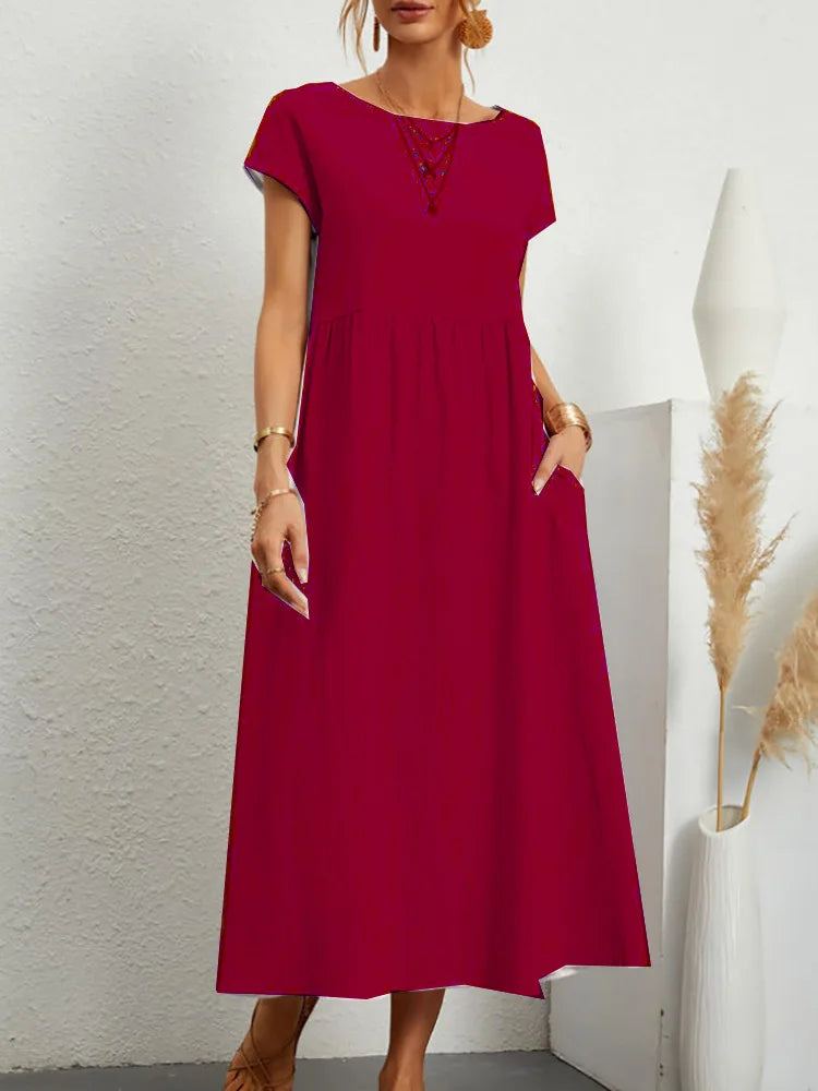 Bridgette Short Sleeve Cotton Pocket Dress - Mod Yours