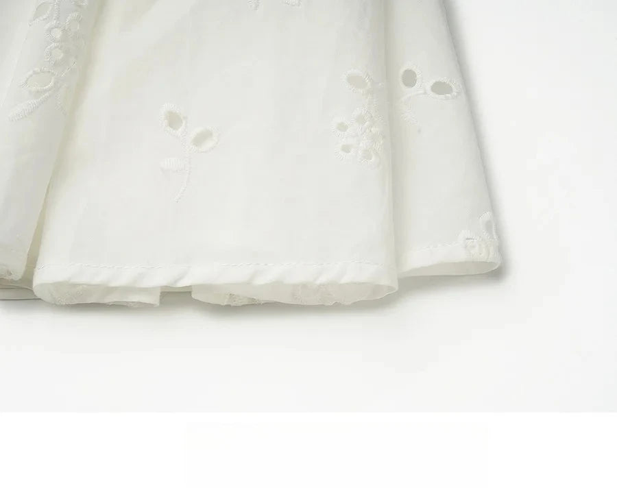 Sweet French White Midi Dress, Summer Embroidery Cotton - Mod Yours