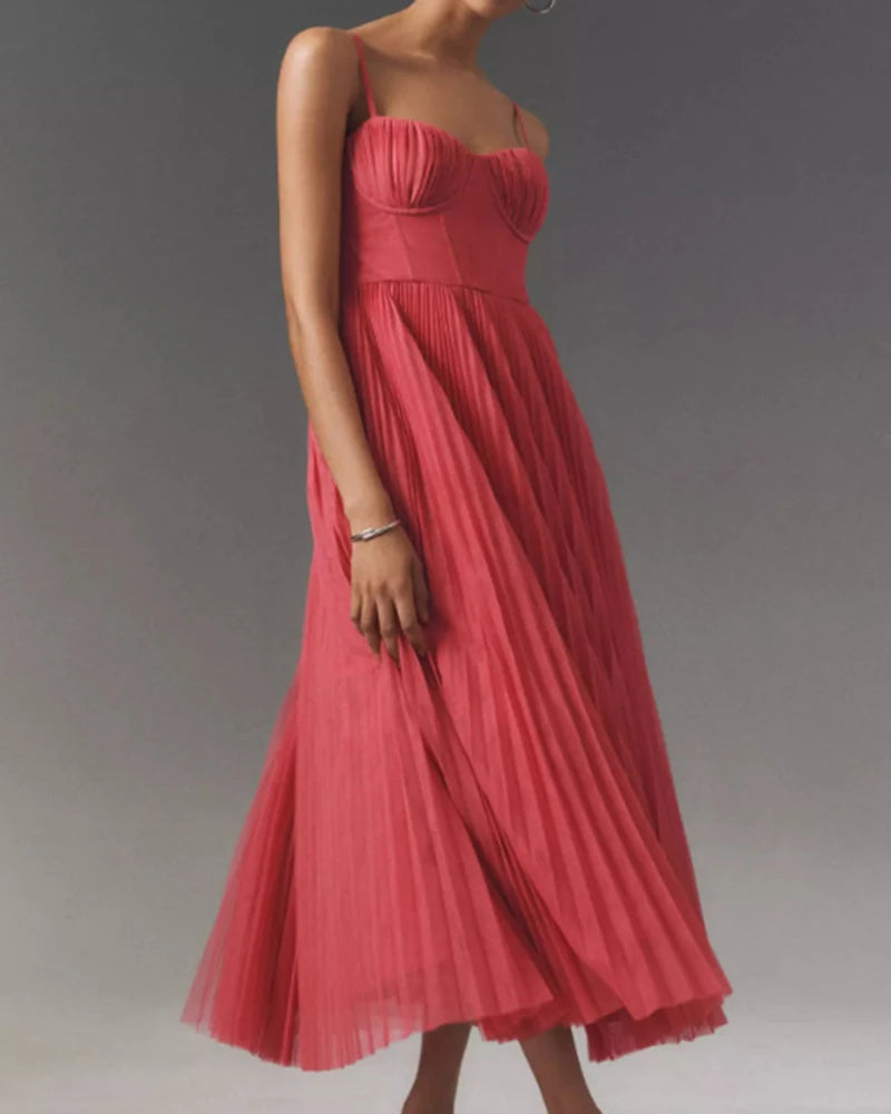 Runway Rogue, Backless Dress, Girdling Pleat Long Dress Elegant Women Solid Tube Top