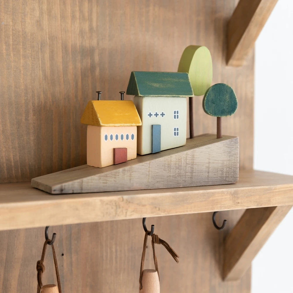 Nordic Adorable Home Scene, 4Pcs Small Wooden House Miniature Set
