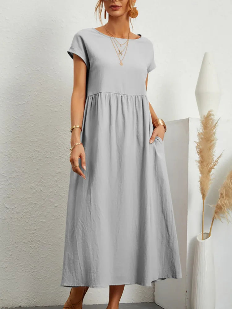 Bridgette Short Sleeve Cotton Pocket Dress - Mod Yours