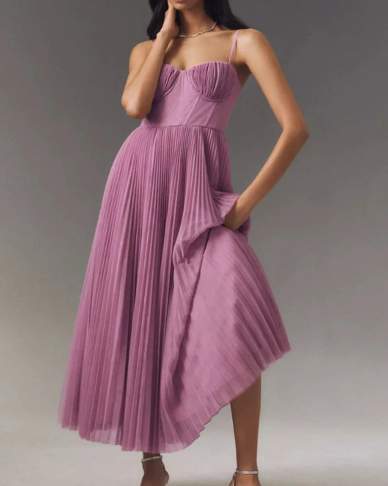 Runway Rogue, Backless Dress, Girdling Pleat Long Dress Elegant Women Solid Tube Top