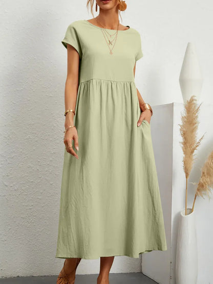 Bridgette Short Sleeve Cotton Pocket Dress - Mod Yours