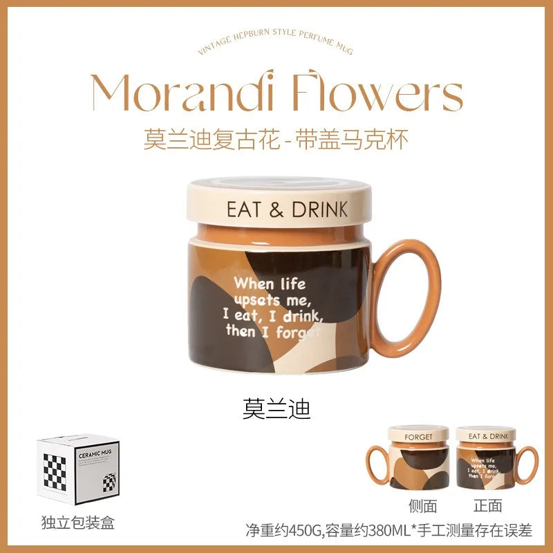 18 Style Options with Lids, Coffee Mugs for Couples, Ceramic Mugs That Can Fit in the Microwave and Dishwasher