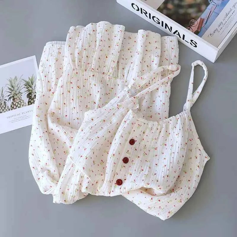 New Fashion Floral Print Long Nightgown Women's Nightgown pure cotton Lingerie Comfortable Summer Nightwear Casual Home Wear Hot