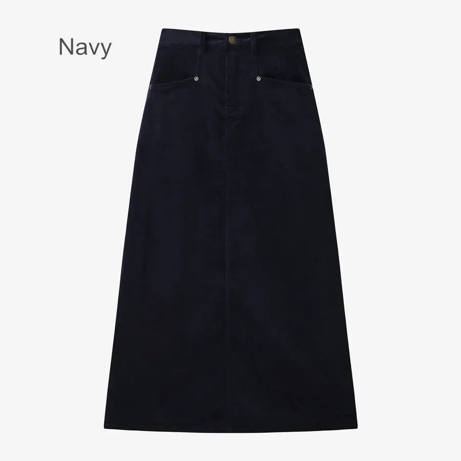 Christi Stretchy Corduroy Pocket Cotton Skirt and Turtleneck Set
