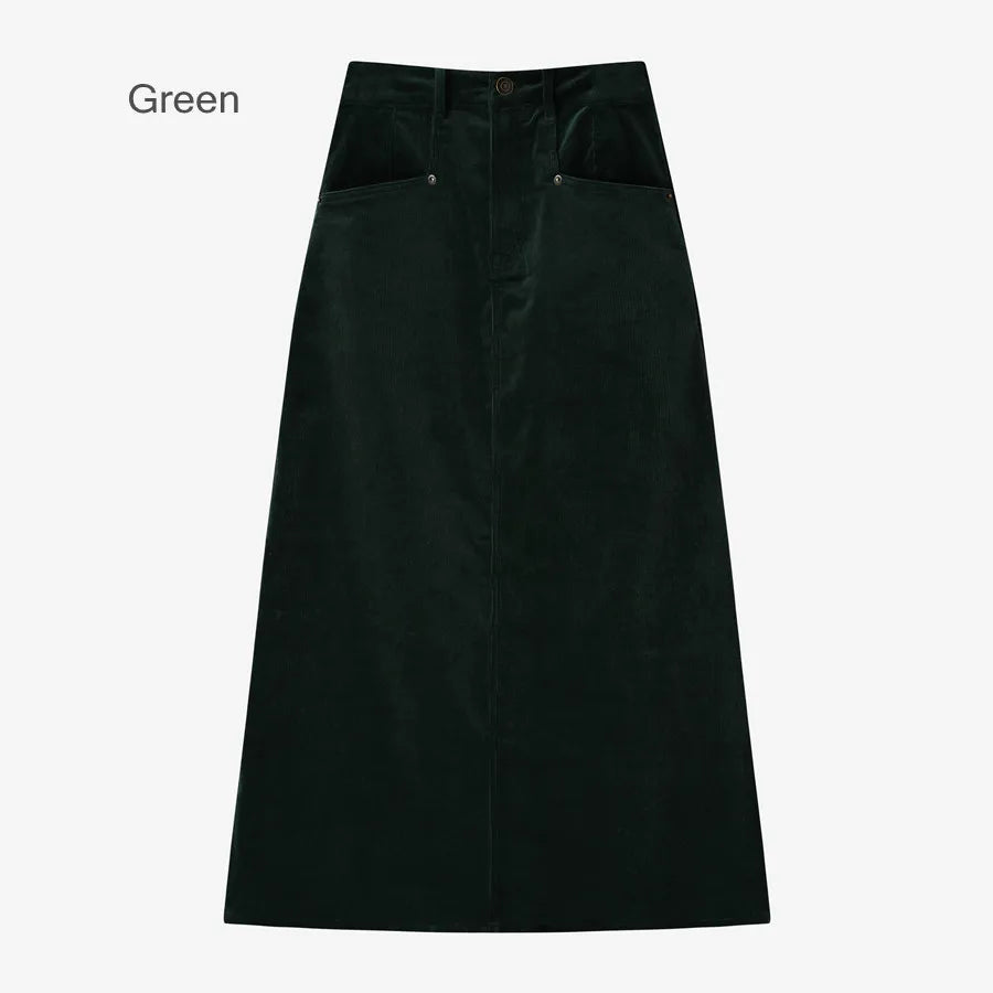 Christi Stretchy Corduroy Pocket Cotton Skirt and Turtleneck Set