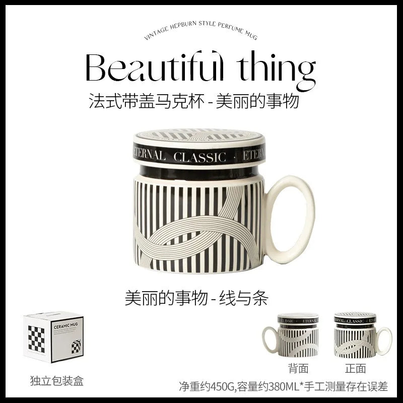 18 Style Options with Lids, Coffee Mugs for Couples, Ceramic Mugs That Can Fit in the Microwave and Dishwasher