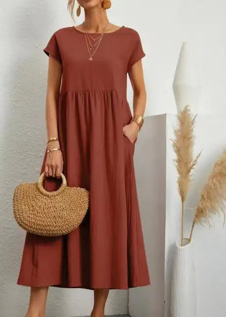 Bridgette Short Sleeve Cotton Pocket Dress - Mod Yours