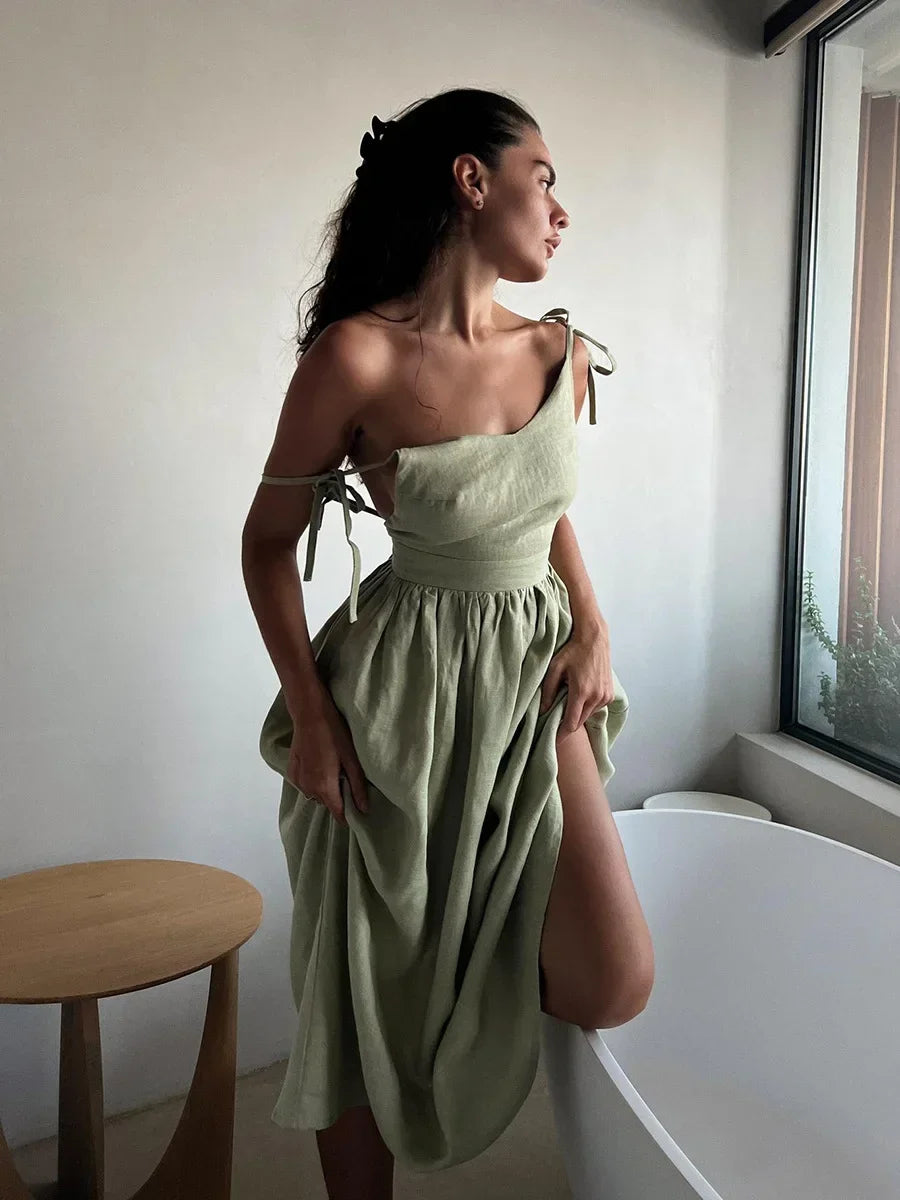 The Jenny Dress, Sleeveless Backless Long Dresses Women, S-3XL, V-Neck Solid Chic Holiday Beach Dresses Vintage - Mod Yours