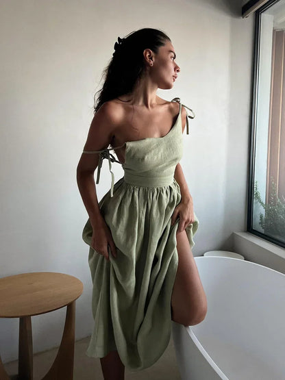 The Jenny Dress, Sleeveless Backless Long Dresses Women, S-3XL, V-Neck Solid Chic Holiday Beach Dresses Vintage - Mod Yours