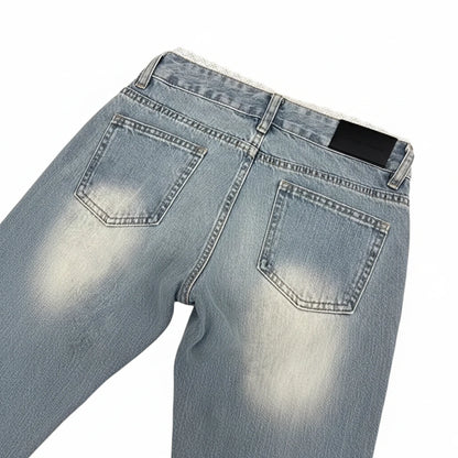 Retro Plus American Low Waist Extended Bell Bottom Jeans Women Summer New High Street Slim Fit Commute Floor-Length Lace