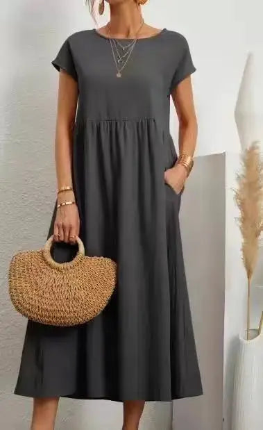 Bridgette Short Sleeve Cotton Pocket Dress - Mod Yours