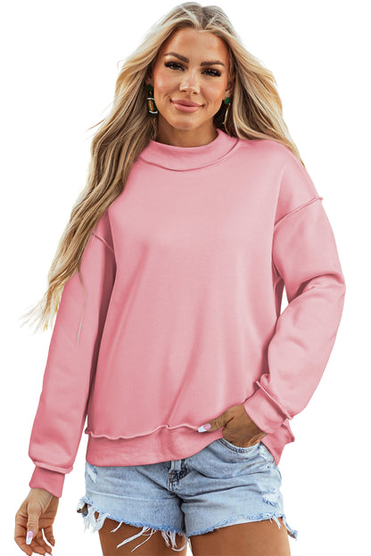 Dark Blue Oversize Drop Shoulder Reversible Mock Neck Sweatshirt