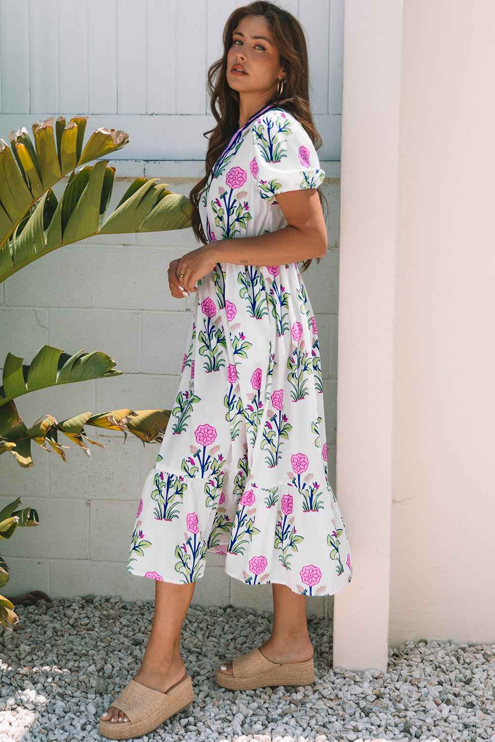 puff short sleeve maxi dress Pleated Linen Maxi Dress with Puff Short Sleeves shopaleena